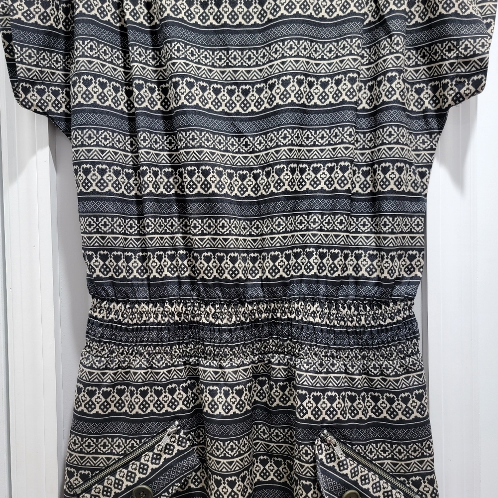 Allen B Pattern Shirt Dress with Smocked Waist - Picture 4 of 15